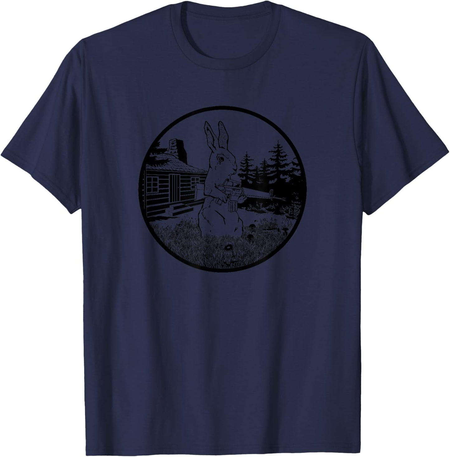 Rabbit Hunter , Armed Bunny With Gun Apparel T-Shirt - T-Shirt | Navy