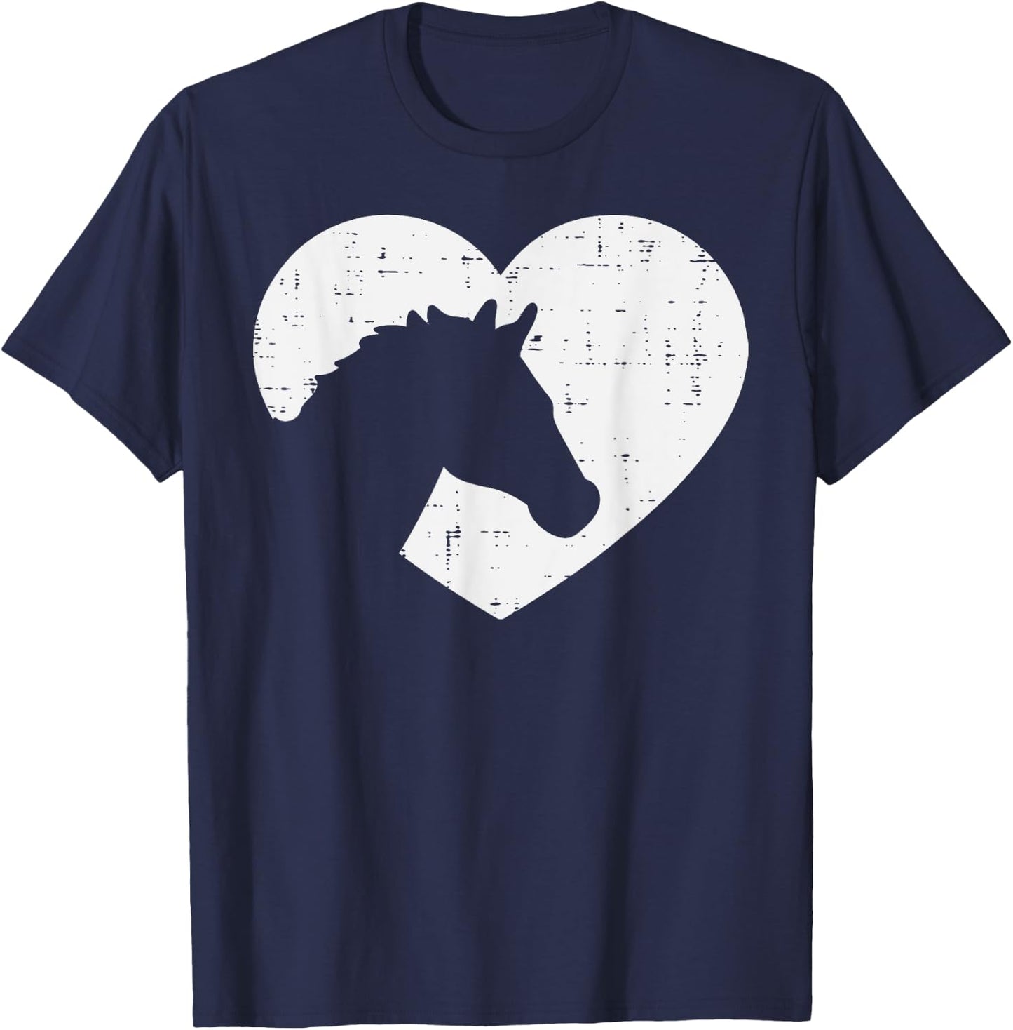 Heart Horse Silhouette Riding Rider Equestrian Men Women T-Shirt - T-Shirt | Navy