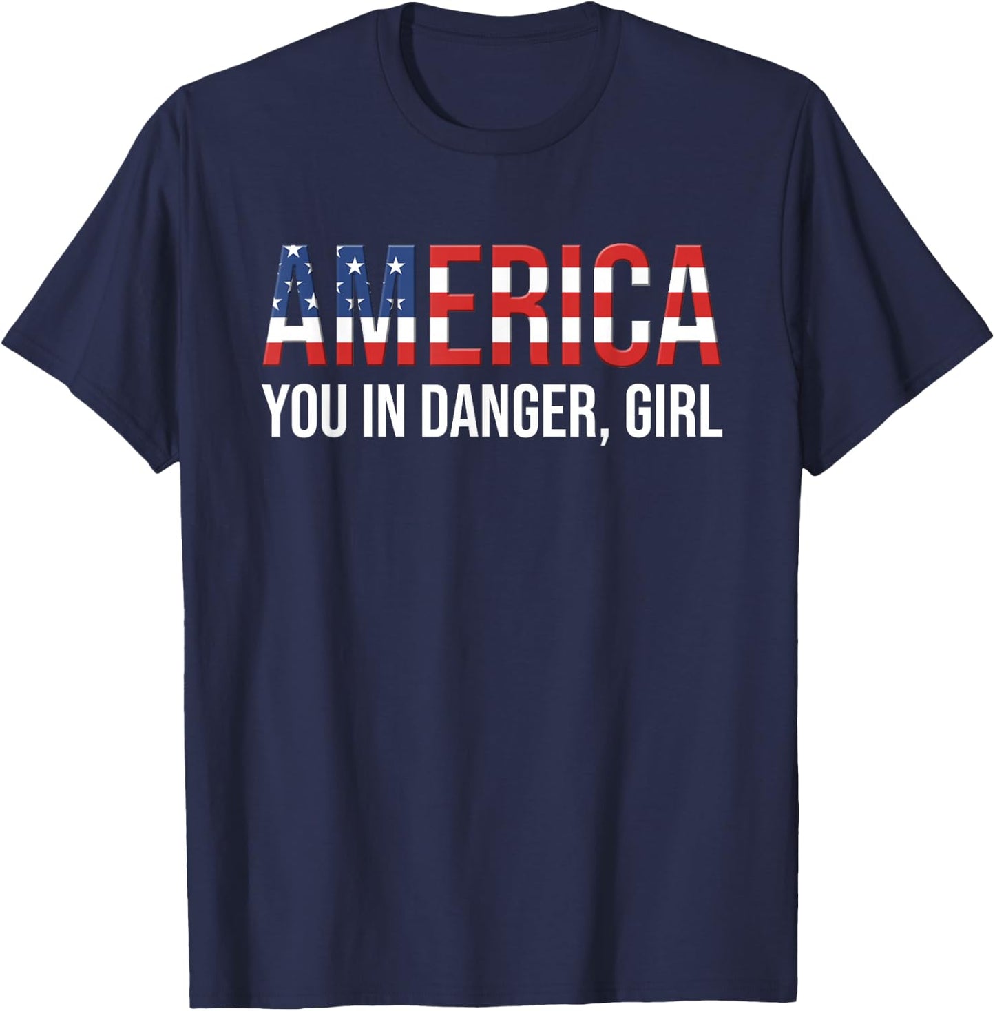 America You In Danger Girl Pro-Democracy Voting Rights T-Shirt - T-Shirt | Navy