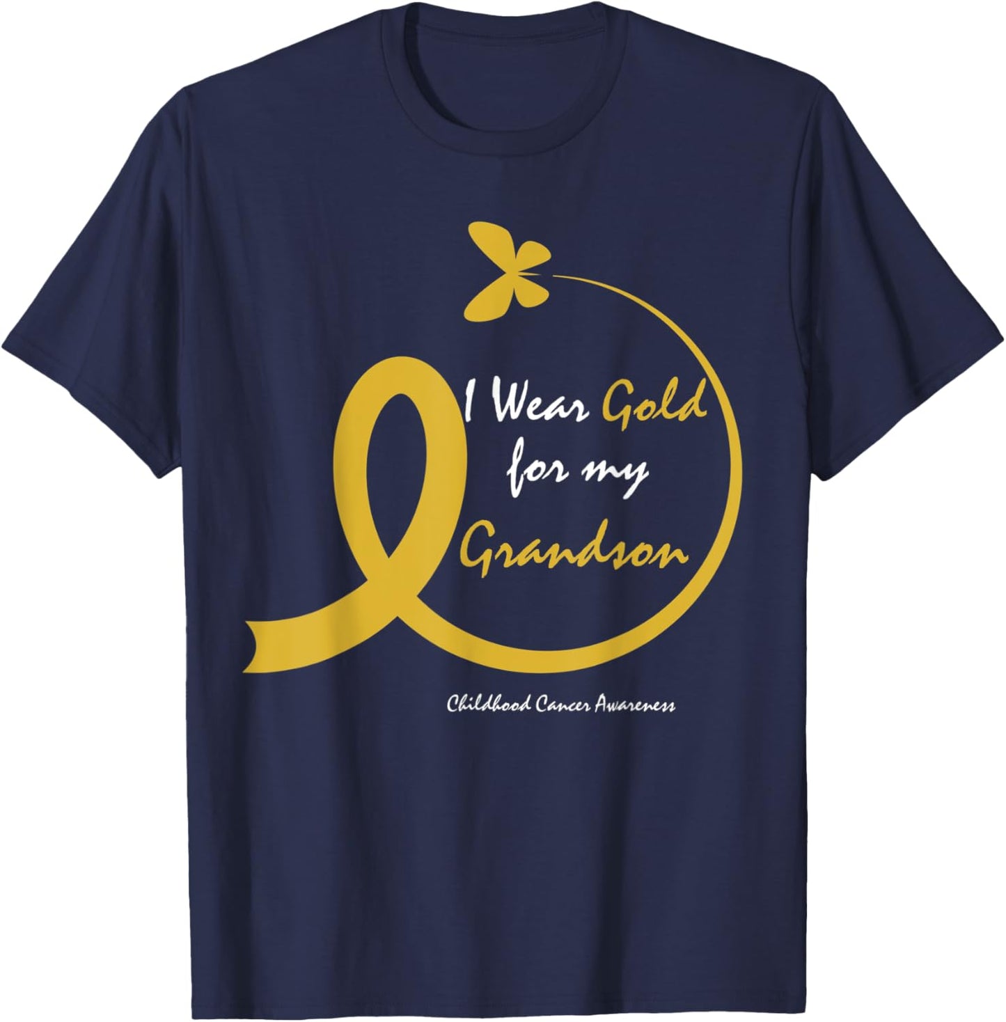 Women I Wear Gold For My Grandson Childhood Cancer Awareness T-Shirt - T-Shirt | Navy