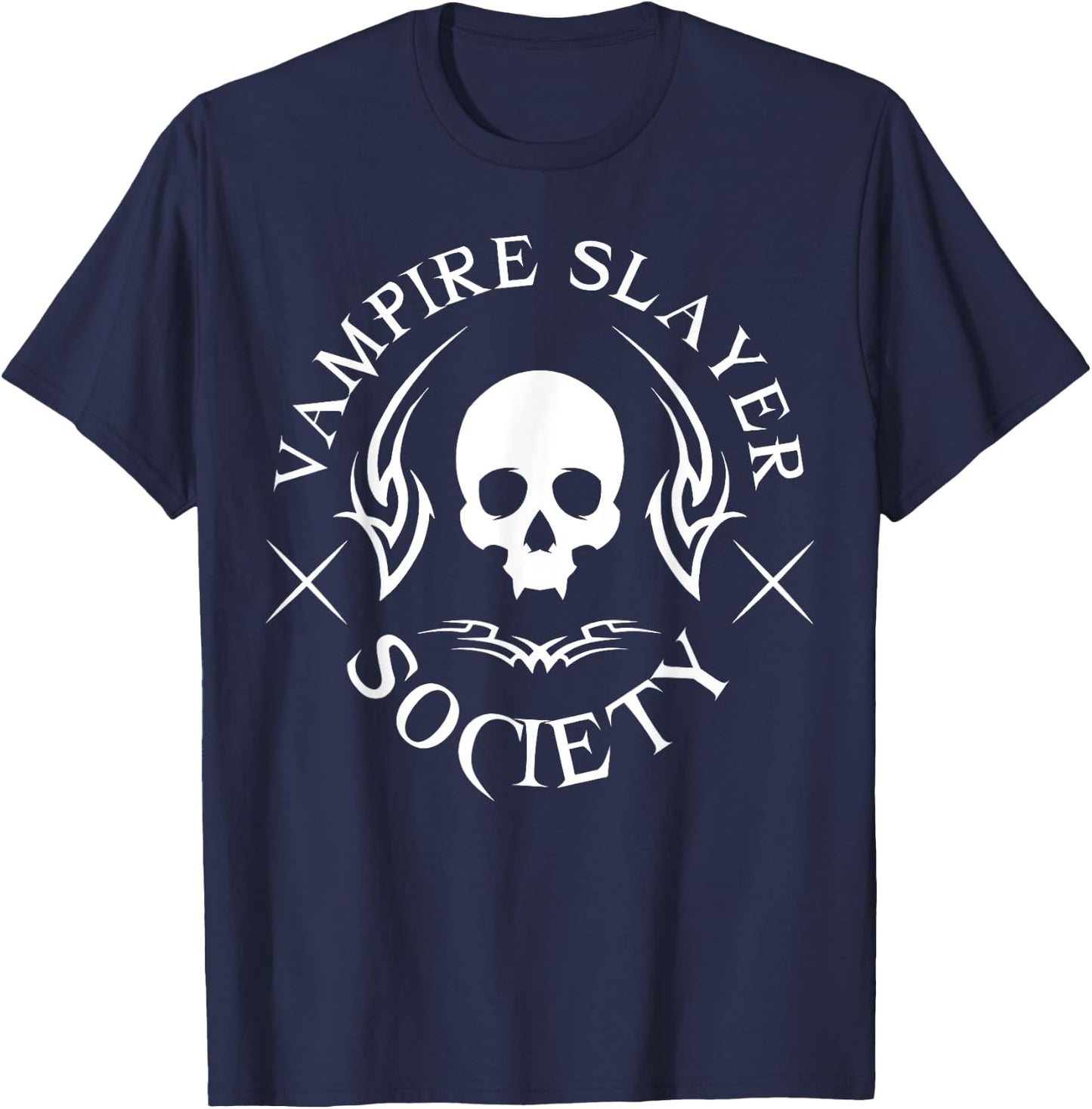 Halloween Vampire Slayer Society Vampire Hunter Skull Funny T-Shirt - T-Shirt | Navy