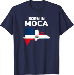 Born In Moca - Dominican Republic Flag T-Shirt - T-Shirt | Navy