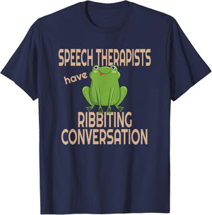 Funny Speech Pathologist SLPA Therapist Frog Pun T-Shirt - T-Shirt | Navy