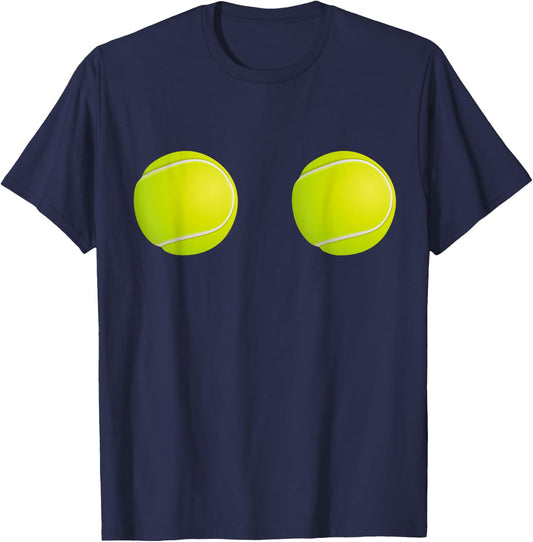 Tennis Ball Boobs Breasts Bra Funny T-Shirt - T-Shirt | Navy