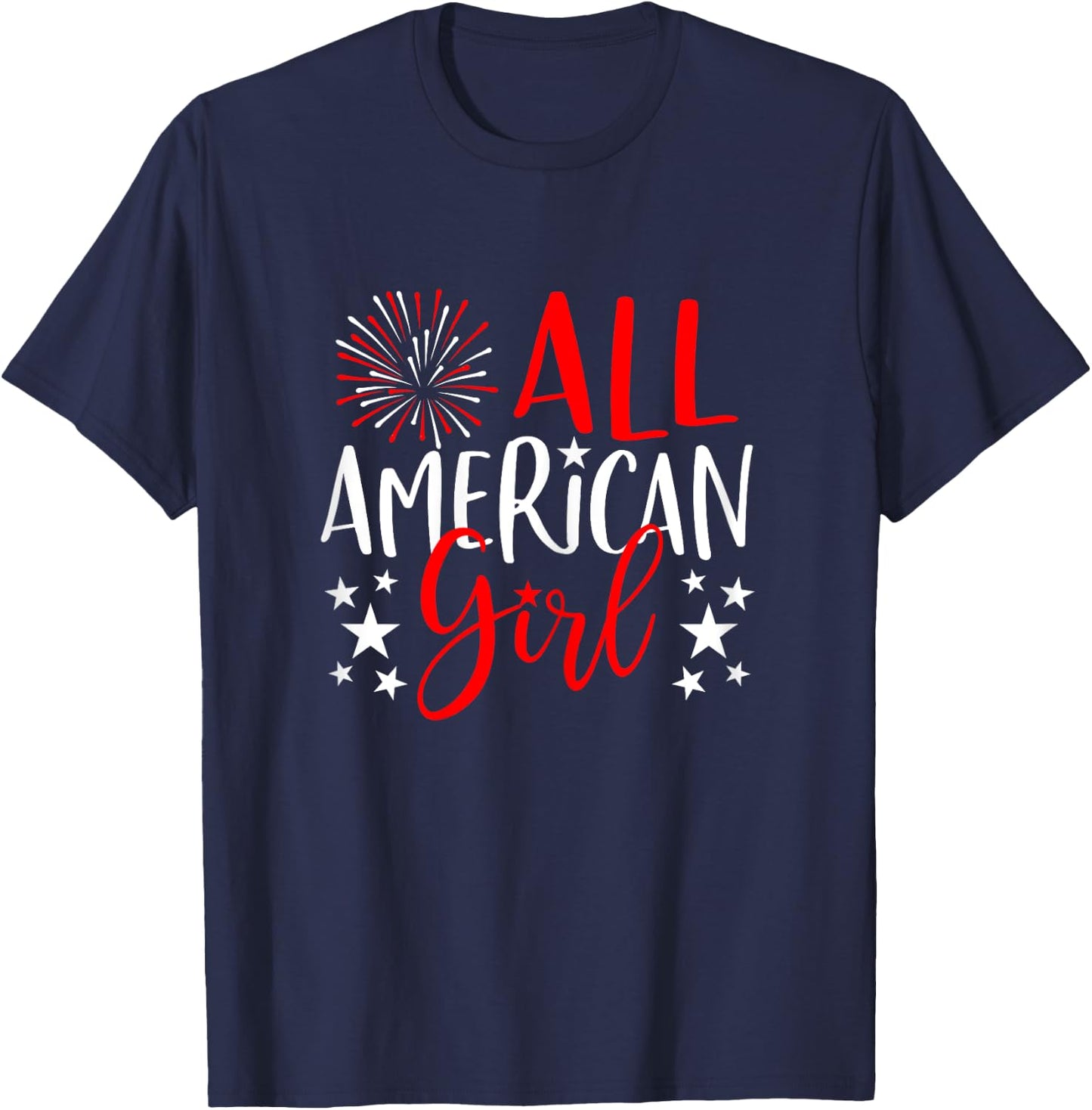 4th of July Family Matching Shirts All-American Girl T-Shirt - T-Shirt | Navy