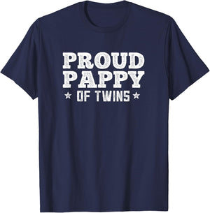 Proud Father of Twins Pappy Daddy Papa Gift T-Shirt - T-Shirt | Navy