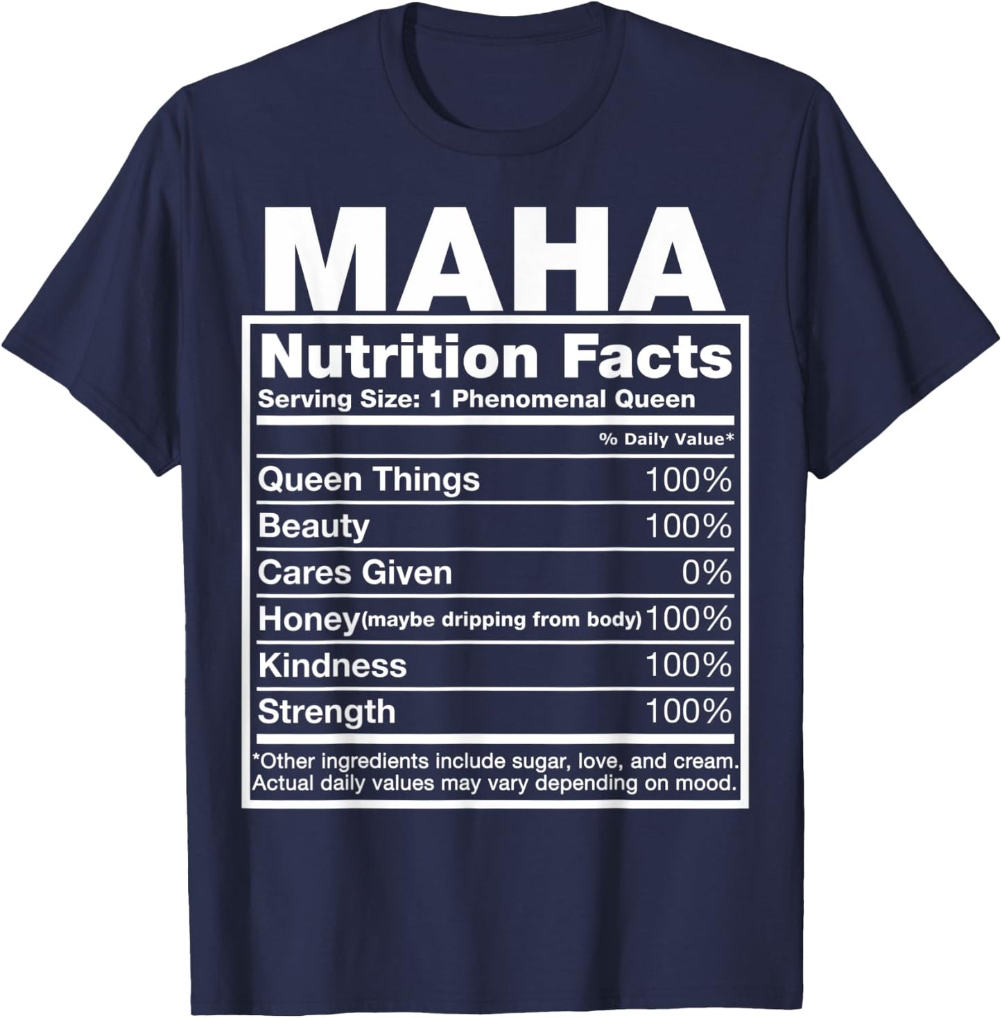Maha Nutrition Facts Maha Name Birthday Shirt T-Shirt - T-Shirt | Navy