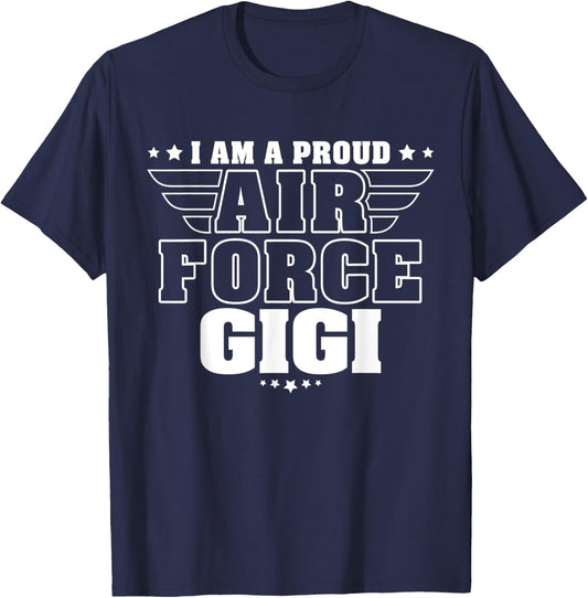 Proud Air Force Gigi Patriotic Pride Military Grandmother Women Men T-Shirt - T-Shirt | Navy