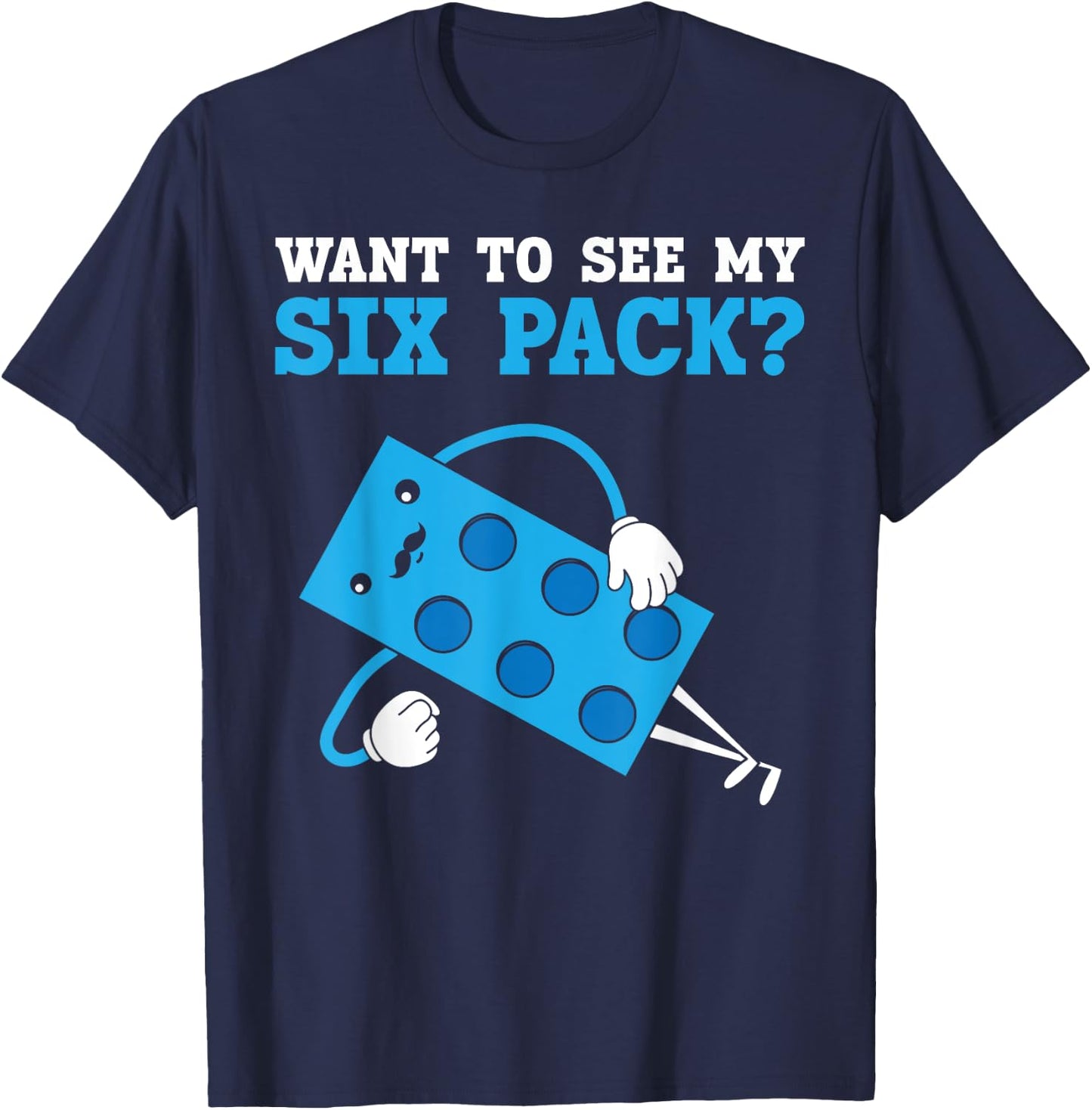 Want To See My Six Pack Bricks Lover Master Builder T-Shirt - T-Shirt | Navy
