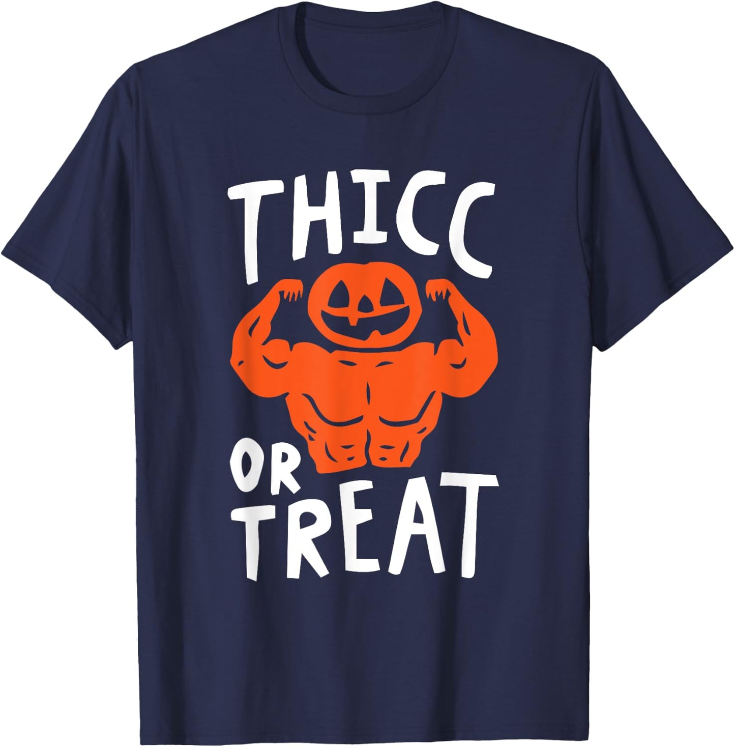 Trick Or Treat Pun Lazy Halloween Costume Workout Gym Lover T-Shirt - T-Shirt | Navy