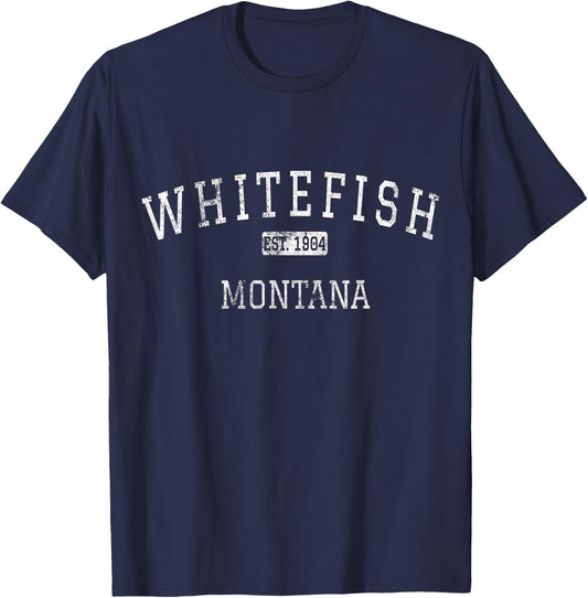 Whitefish Montana MT Vintage T-Shirt - T-Shirt | Navy