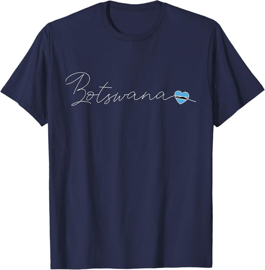 Botswana Love Botswana Flag and Heart on Botswana T-Shirt - T-Shirt | Navy