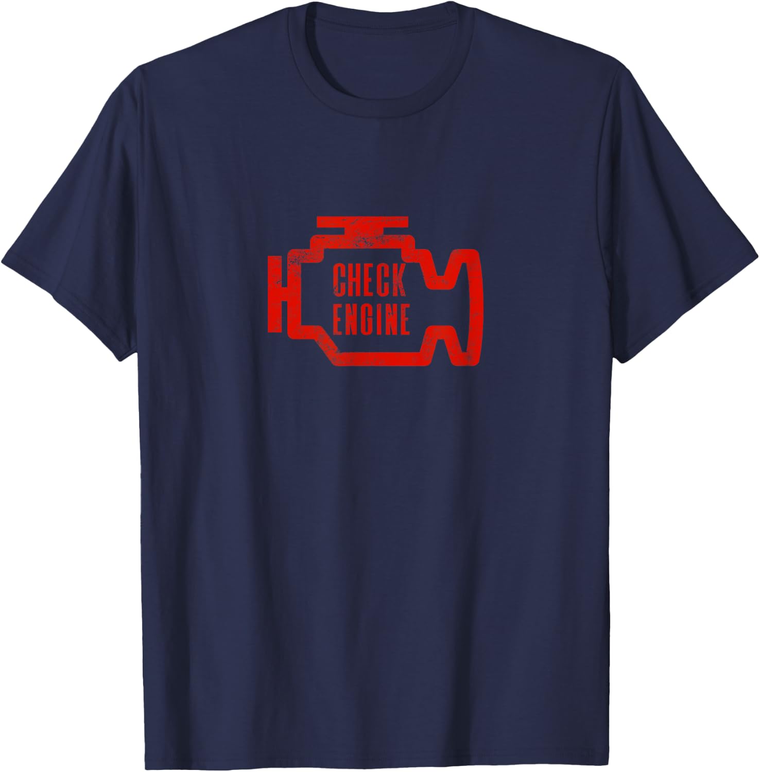 Check Engine Light T Shirt Distressed Look T-Shirt - T-Shirt | Navy