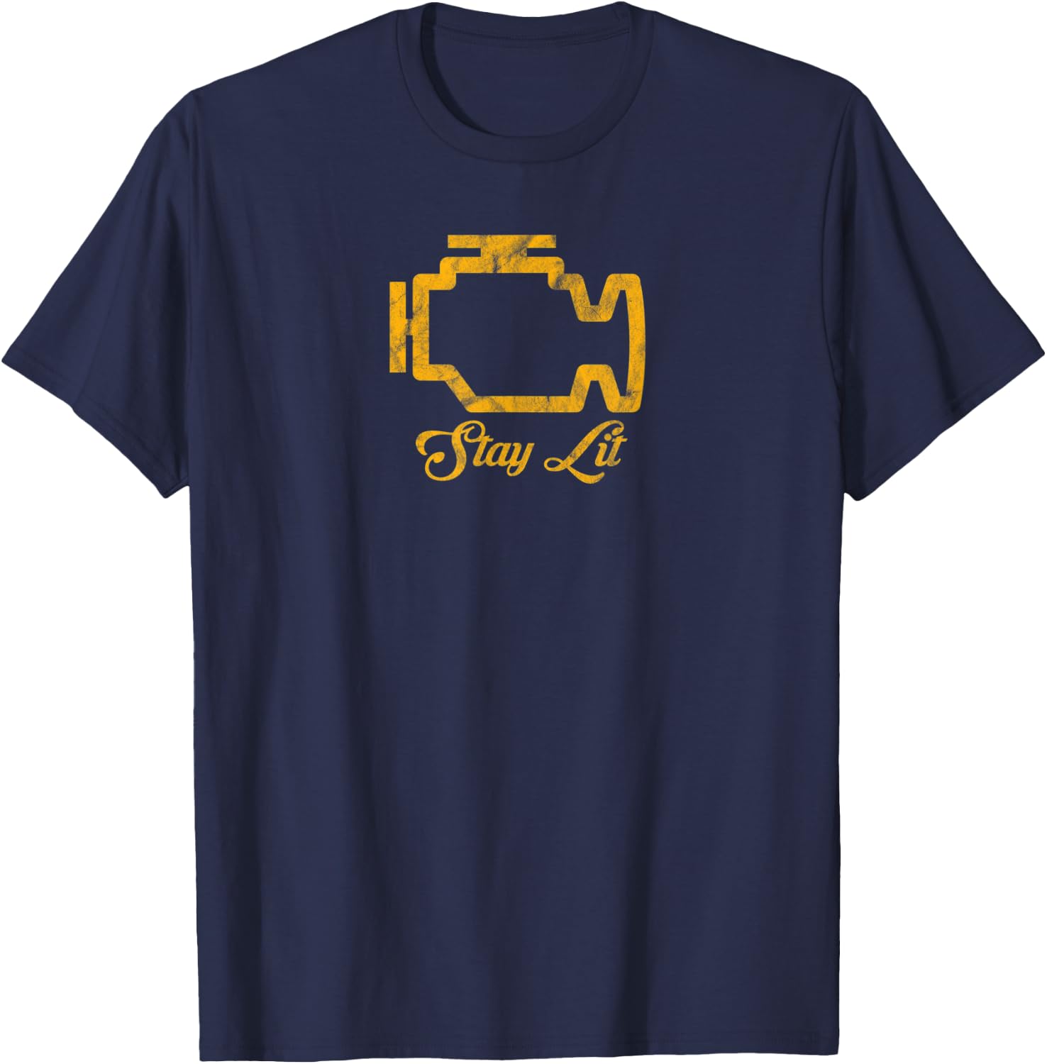 Stay Lit CEL Check Engine Light JDM Hot Rod Streetware T-Shirt - T-Shirt | Navy