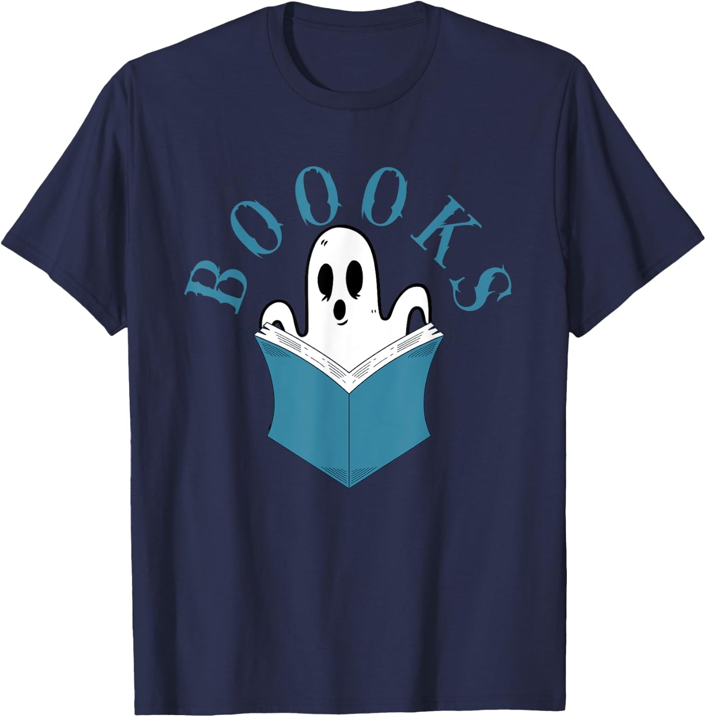 Reading Ghost Boooooks Scary Library Halloween Librarian T-Shirt - T-Shirt | Navy
