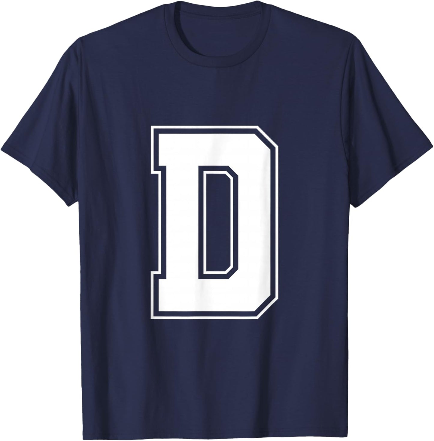 Letter D Big Bold Capital Varsity Alphabet Monogram T-Shirt - T-Shirt | Navy