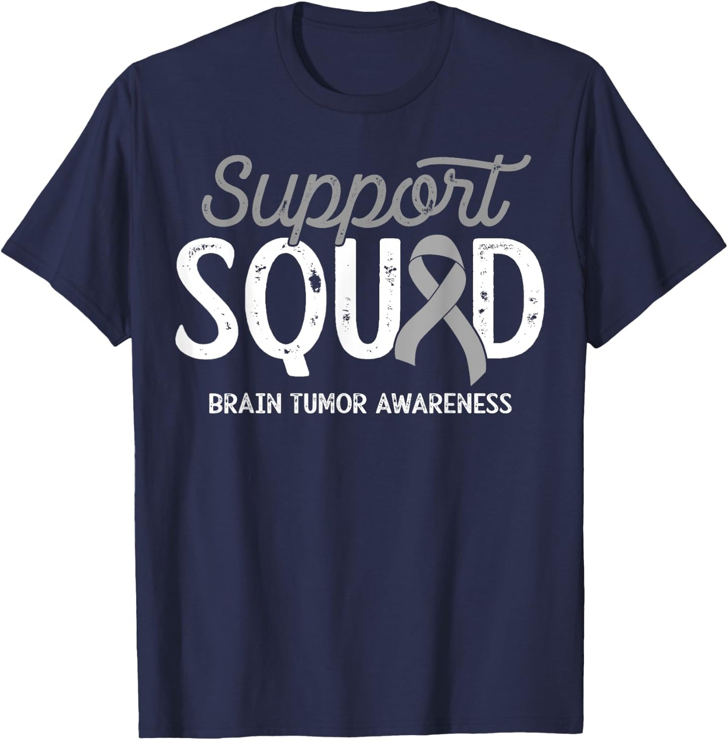 Brain Tumor Awareness Support Squad Warrior Survivor Crew T-Shirt - T-Shirt | Navy