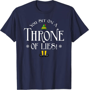 You Sit On A Throne Of Lies! Funny Christmas Fake Santa Gift T-Shirt - T-Shirt | Navy