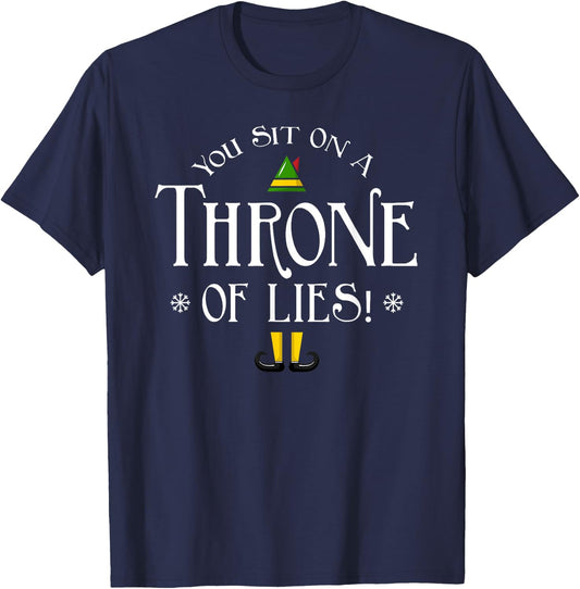You Sit On A Throne Of Lies! Funny Christmas Fake Santa Gift T-Shirt - T-Shirt | Navy