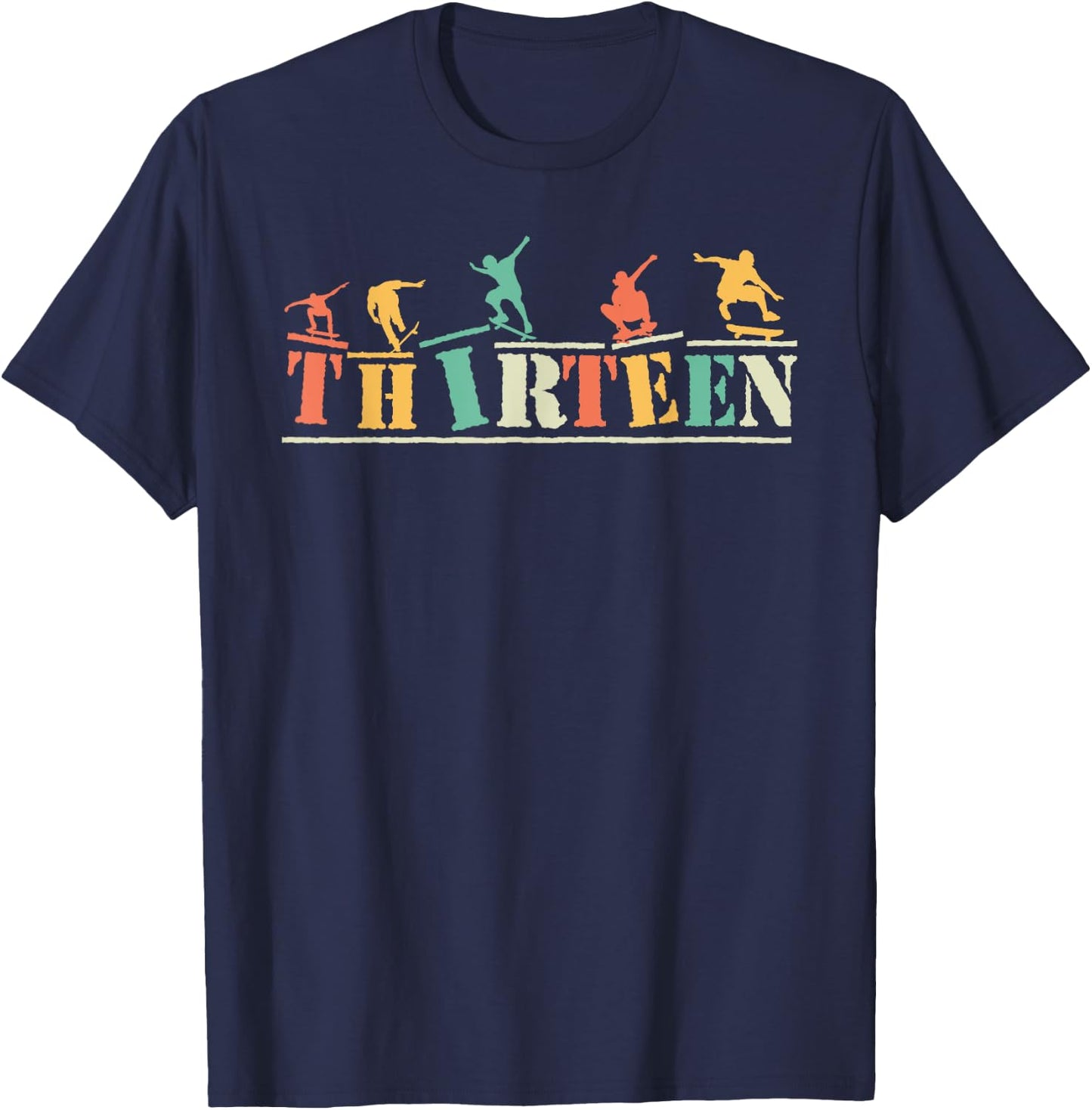 13th Birthday Skateboarder Thirteen 13 Bday Boys Kid Youth T-Shirt - T-Shirt | Navy