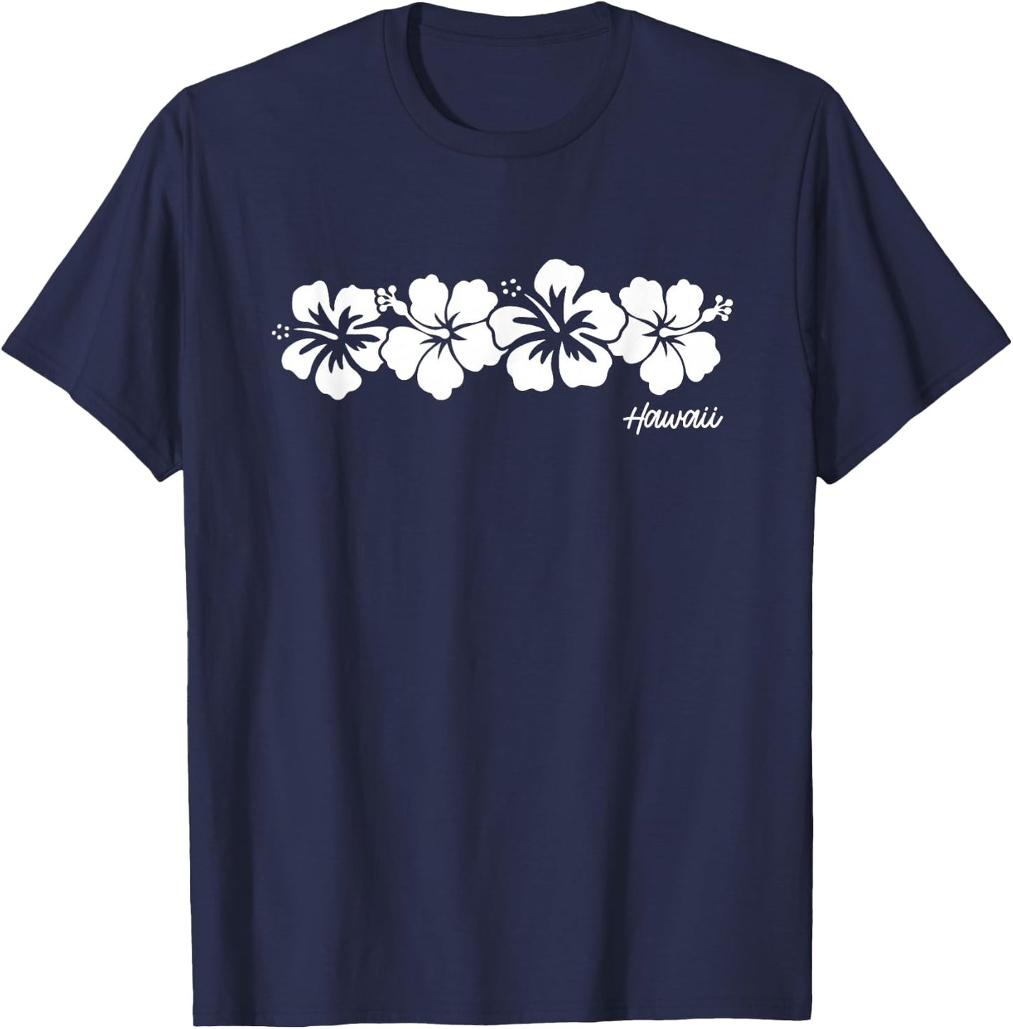 Hawaii Souvenir Hibiscus Flower Hawaiian Girls Boys Graphic T-Shirt - T-Shirt | Navy