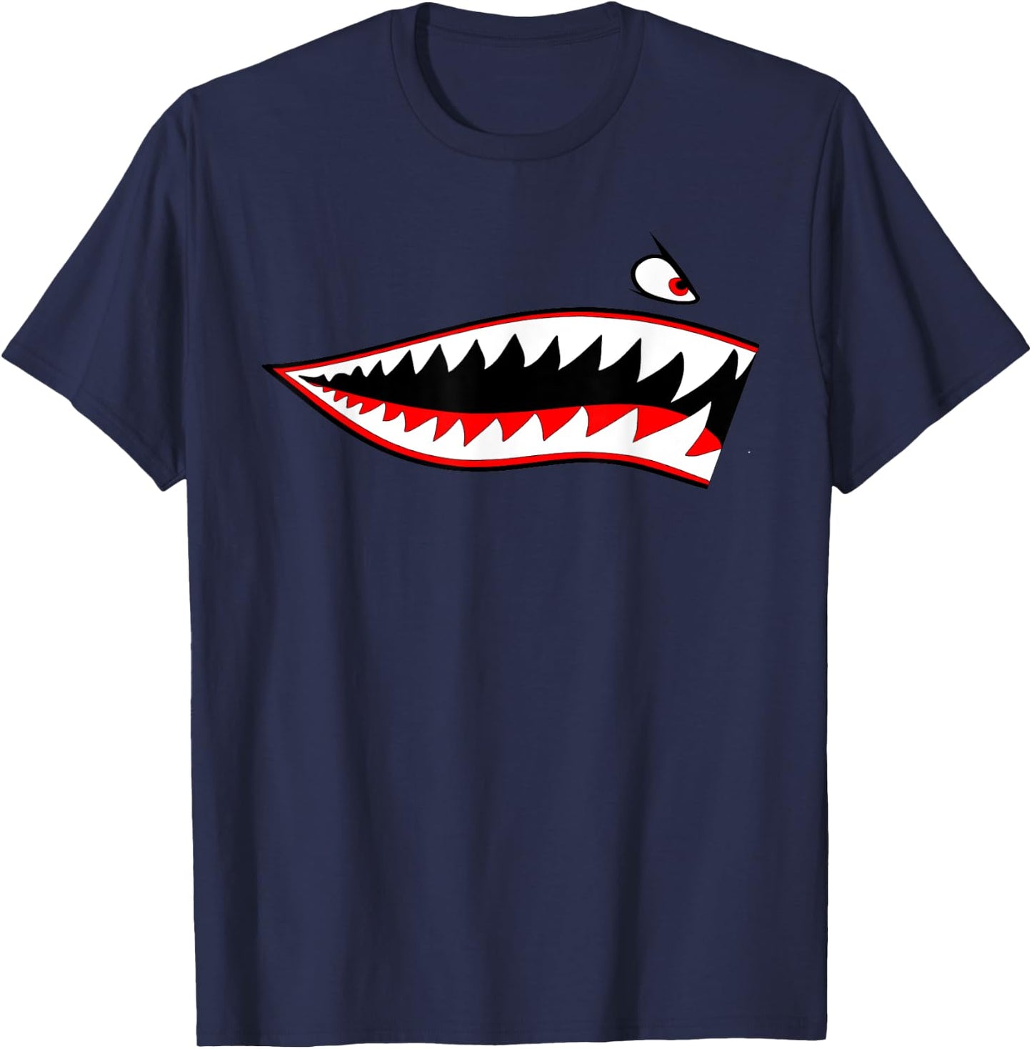 Shark Teeth Nose Art Warhawk P-40 A-10 Warthog War Plane T-Shirt - T-Shirt | Navy