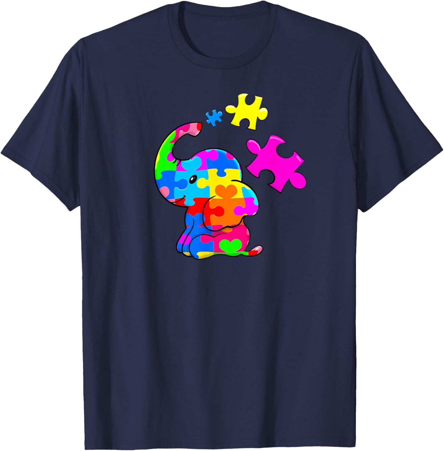 Cute Autism Elephant Autism Awareness Autistic T-Shirt - T-Shirt | Navy