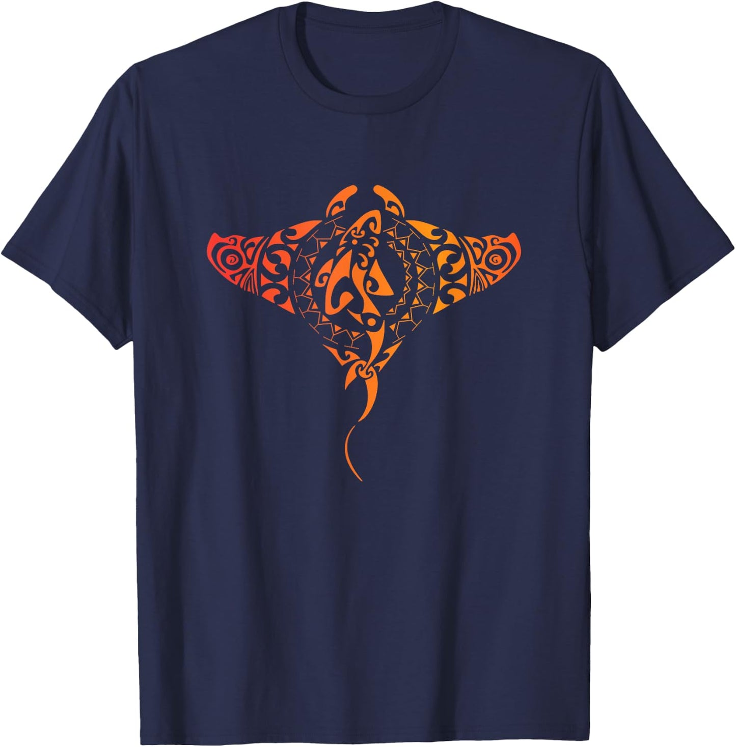 Hawaii Tribal Manta Ray Hawaiian Shirt Shark Lover T-Shirt - T-Shirt | Navy