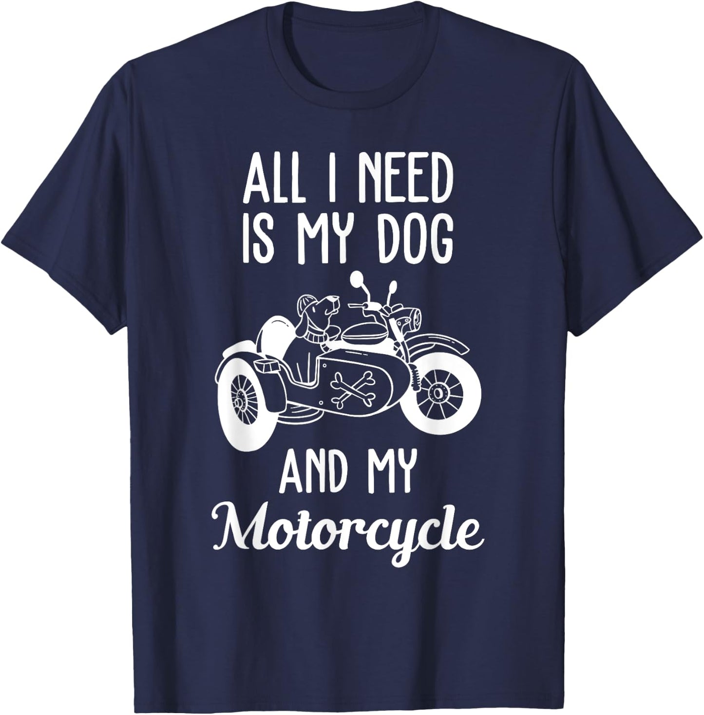 Motorbike Dog Lovers Motorcyclists Men Women T-Shirt - T-Shirt | Navy