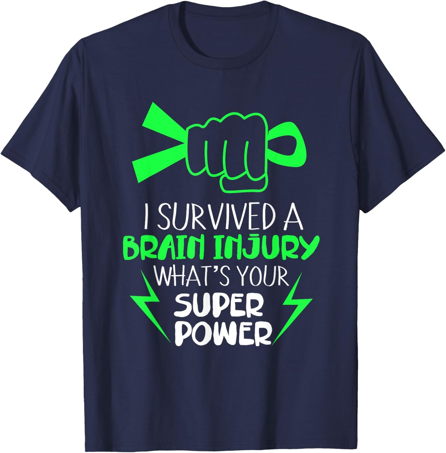 I Survived Brain Injury Superpower Strong Awareness T-Shirt - T-Shirt | Navy