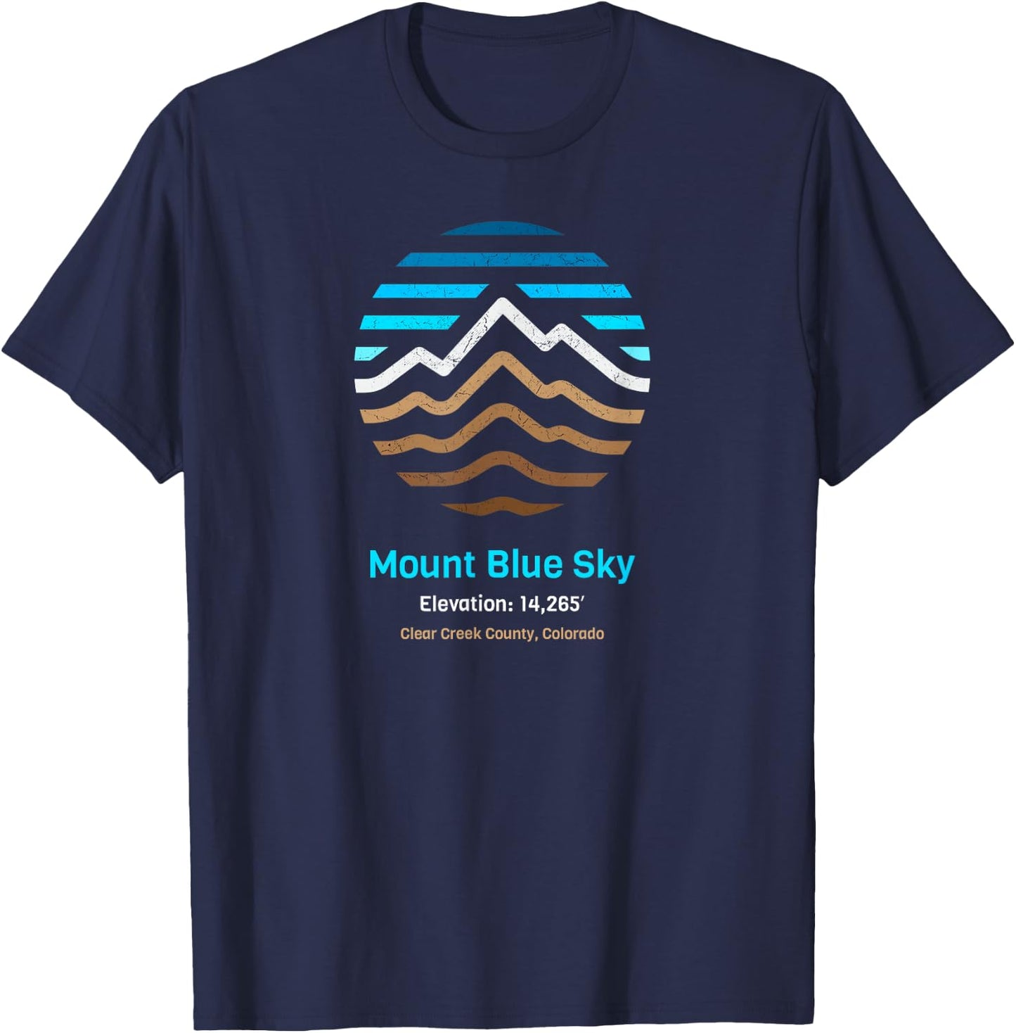 Mount Blue Sky - Formally Mount Evans - Colorado T-Shirt - T-Shirt | Navy