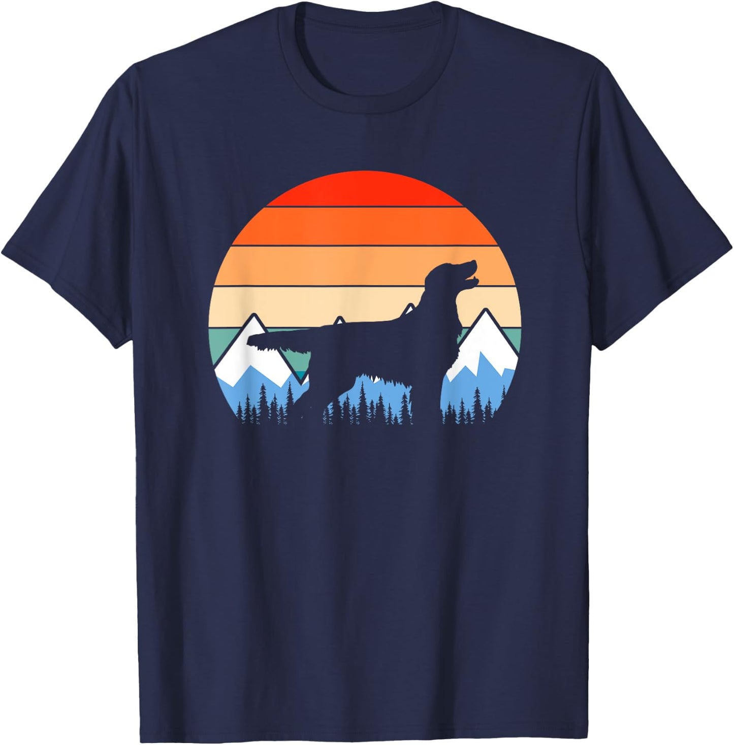 Flat-Coated Retriever Flat-Coat Dog Mountain Hiking Vintage Women Girls Kids T-Shirt - T-Shirt | Navy