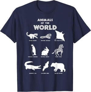 Funny Animals of the World, Fun Names Of Animals T-Shirt - T-Shirt | Navy