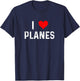 I Love Planes - Heart - Distressed - Airplanes Pilot Airport T-Shirt - T-Shirt | Navy