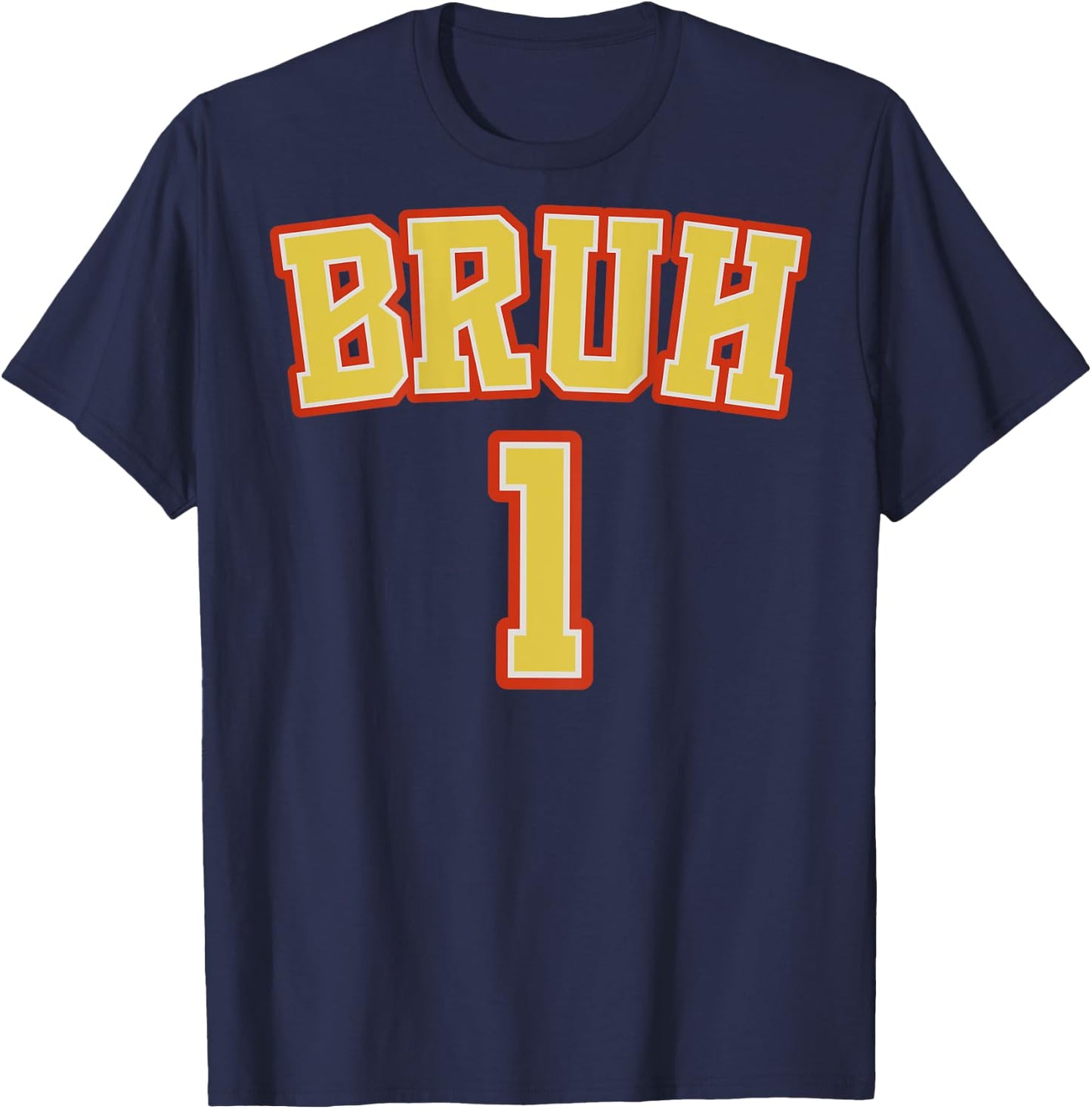 (BACK PRINT) Bruh 1 and 2 Funny Matching Brother Twin Boys T-Shirt - T-Shirt | Navy