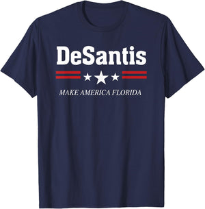Ron DeSantis for President 2024 Election Proud Republican - Black, -Adults, Short Sleeve, , Political, Casual, Modern, Stars T-Shirt - T-Shirt | Navy