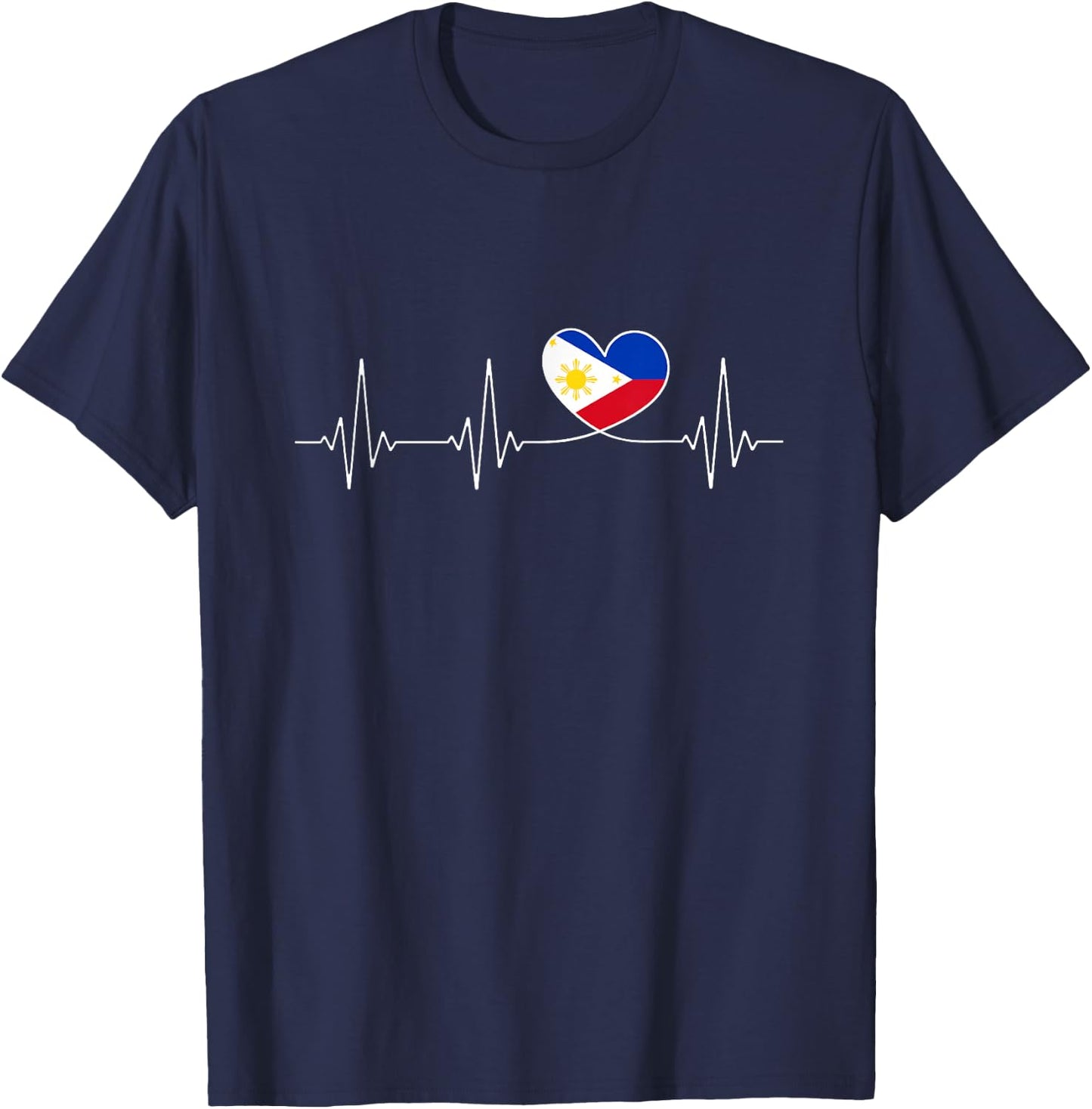 Philippines Love & Filipino Flag with Heart for Philippines T-Shirt - T-Shirt | Navy