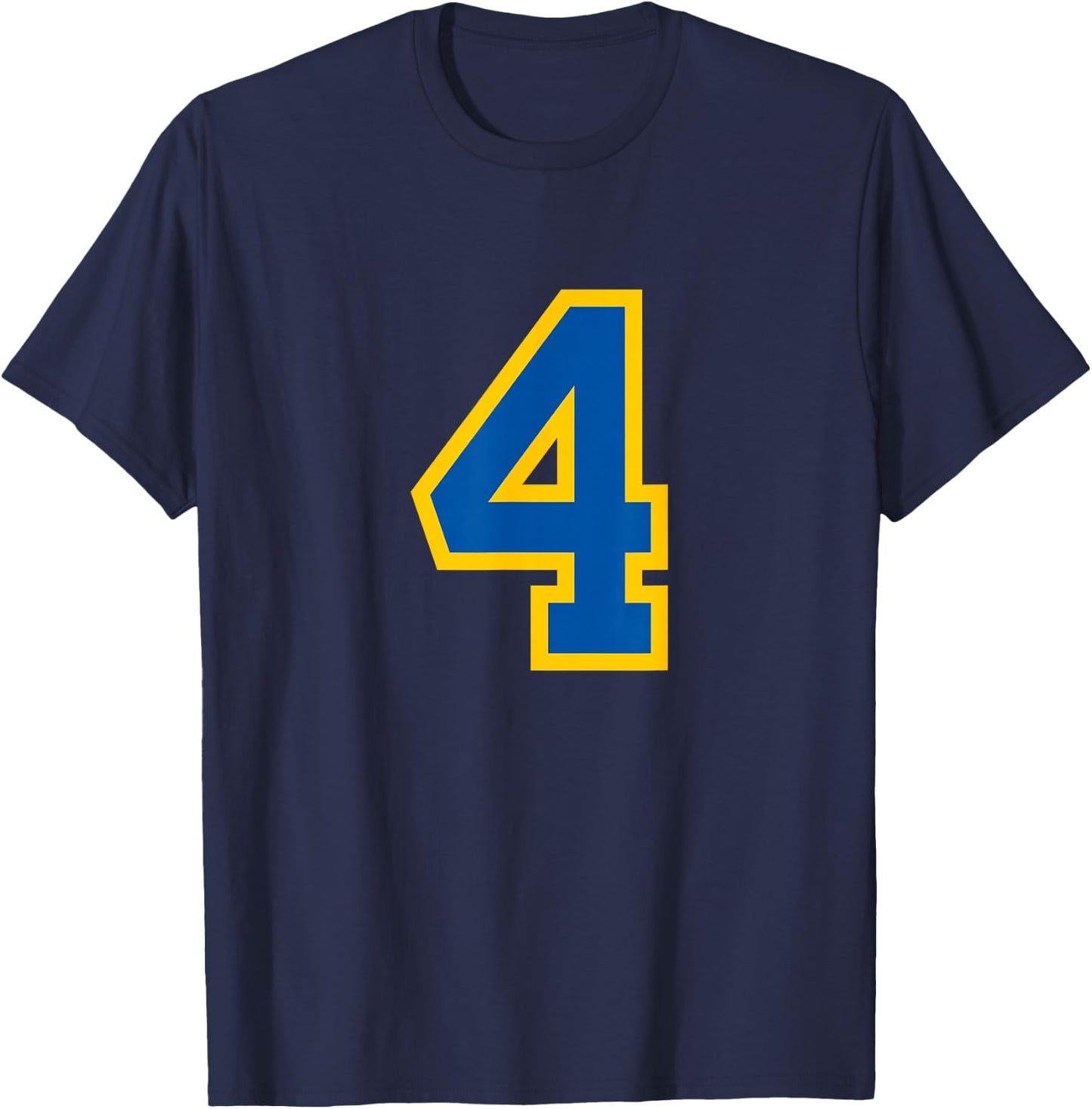 Blue Yellow Sport Team Number #4 T-Shirt - T-Shirt | Navy