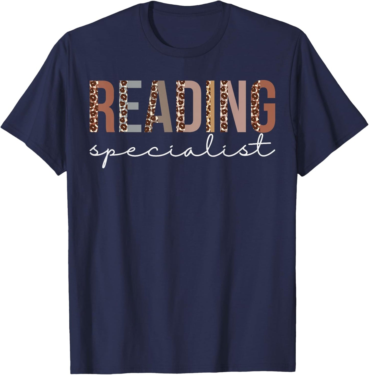 Reading Specialist Leopard Appreciation For Work T-Shirt - T-Shirt | Navy