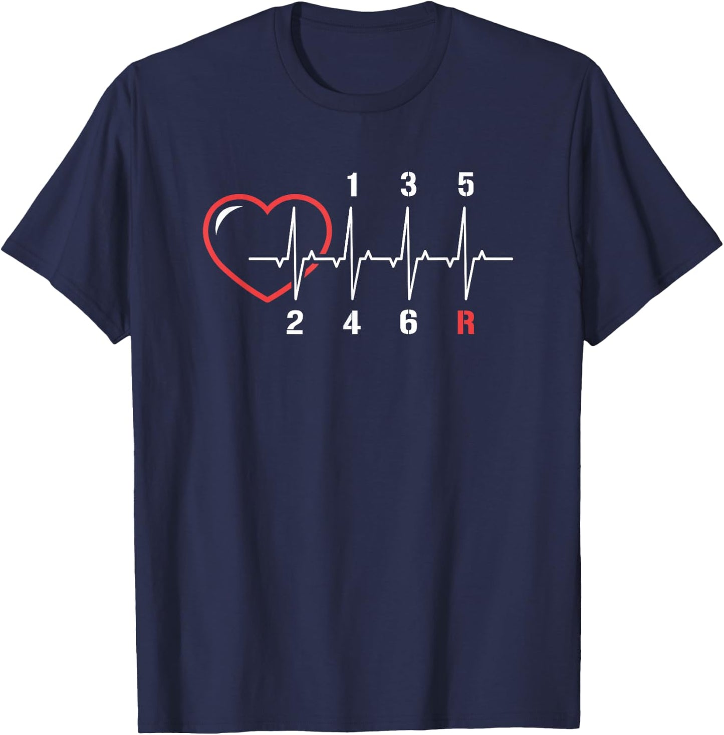 Gearbox Stick Shift Heartbeat Car Manual Transmission T-Shirt - T-Shirt | Navy
