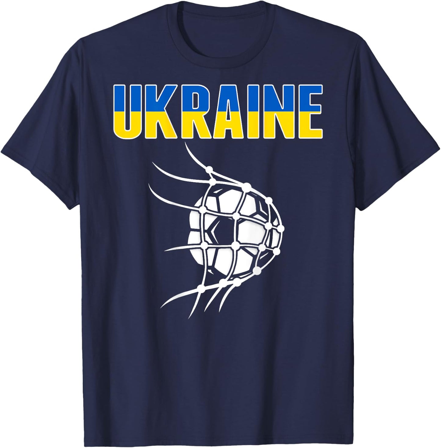 Ukraine Soccer Fans Jersey - Ukrainian Flag Football In Net T-Shirt - T-Shirt | Navy