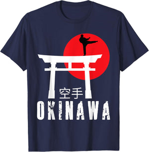 Vintage Okinawa Japan Retro Sunset - Karate Student Gift T-Shirt - T-Shirt | Navy