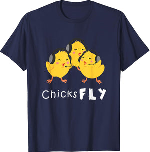 Female Pilot Gift Jet Plane Aviation Chick T-Shirt - T-Shirt | Navy