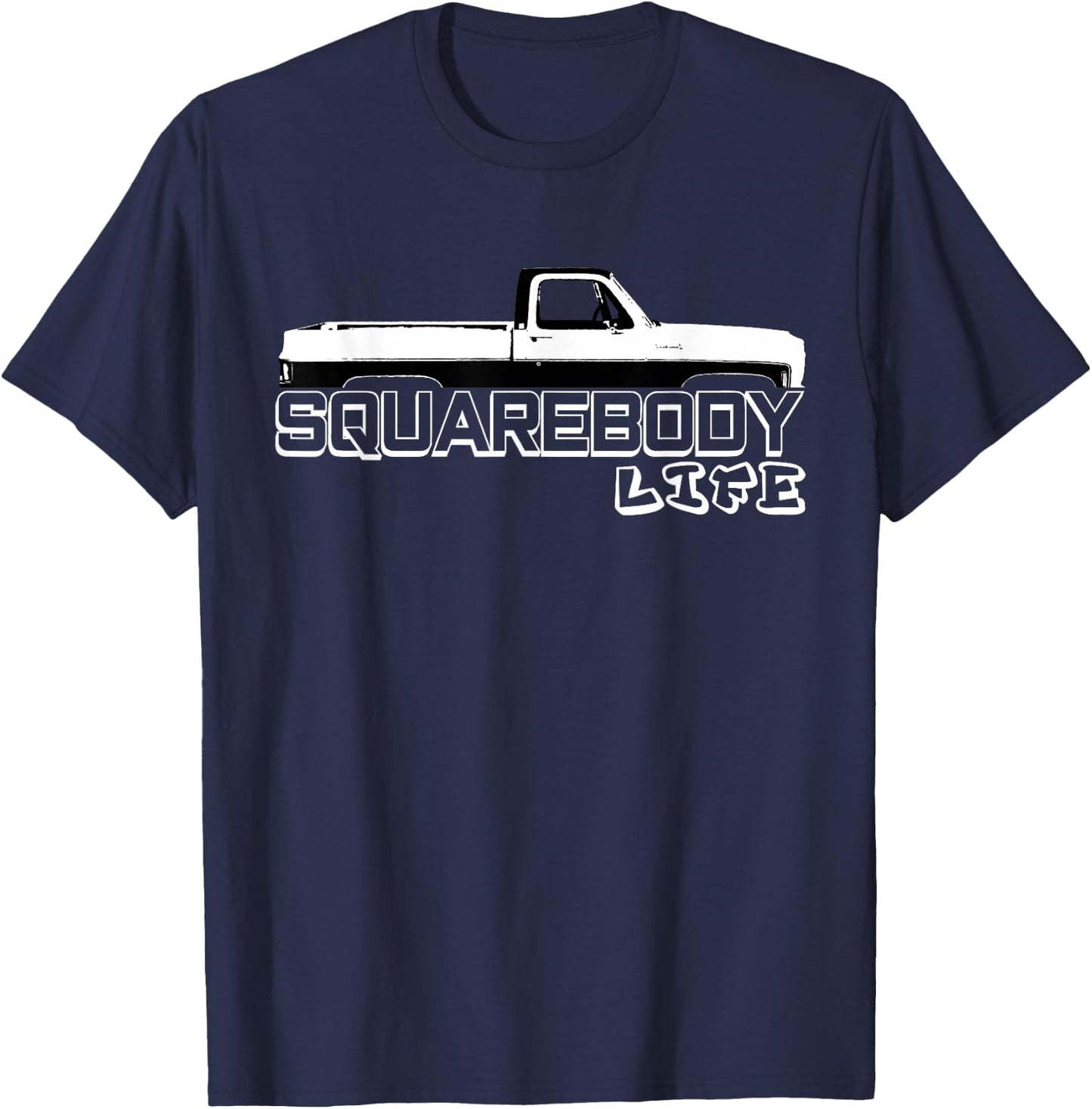 Squarebody Life Square Body Pickup Truck Short Bed Trucks T-Shirt - T-Shirt | Navy