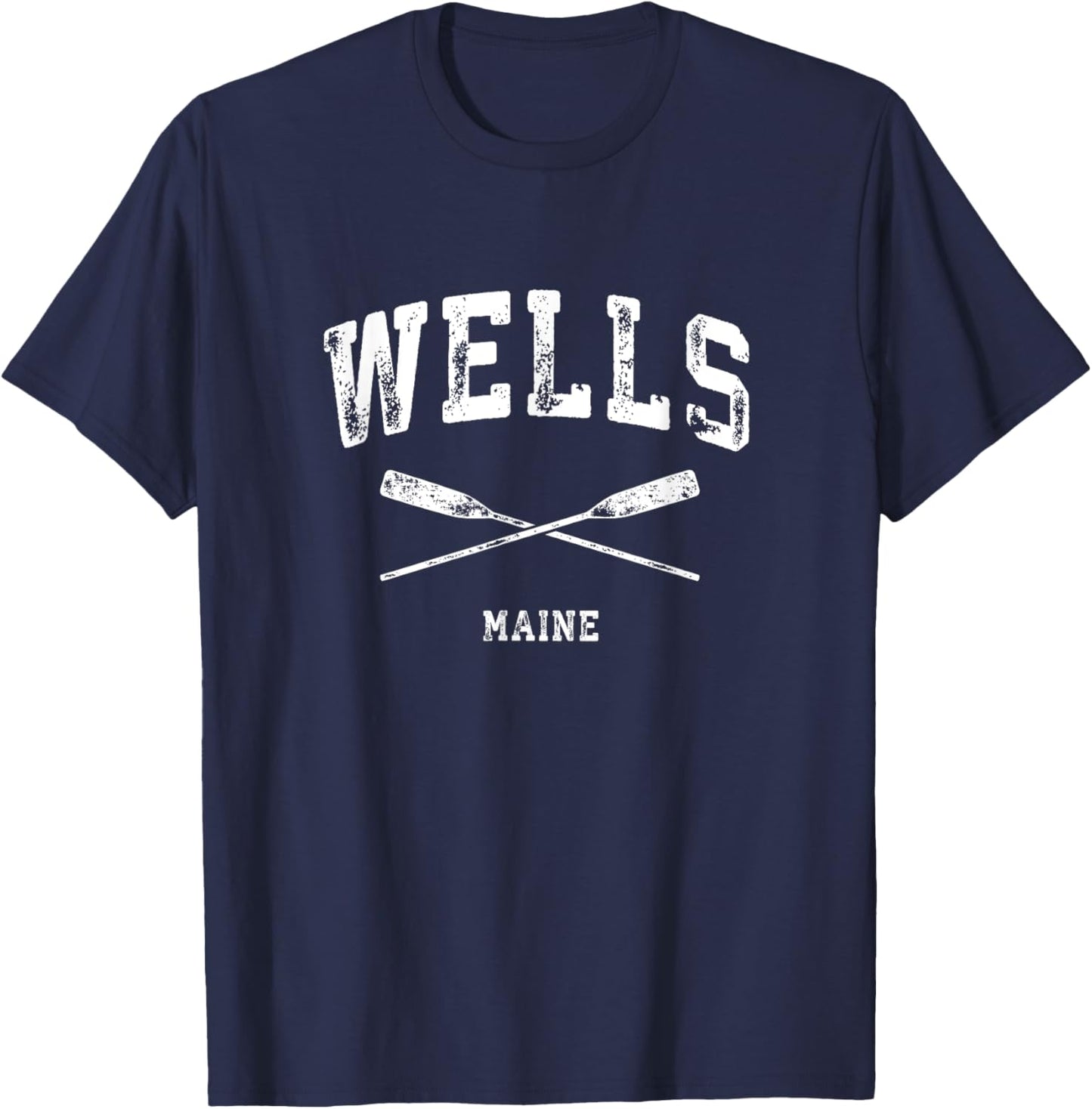 Wells Maine Vintage Nautical Crossed Oars T-Shirt - T-Shirt | Navy