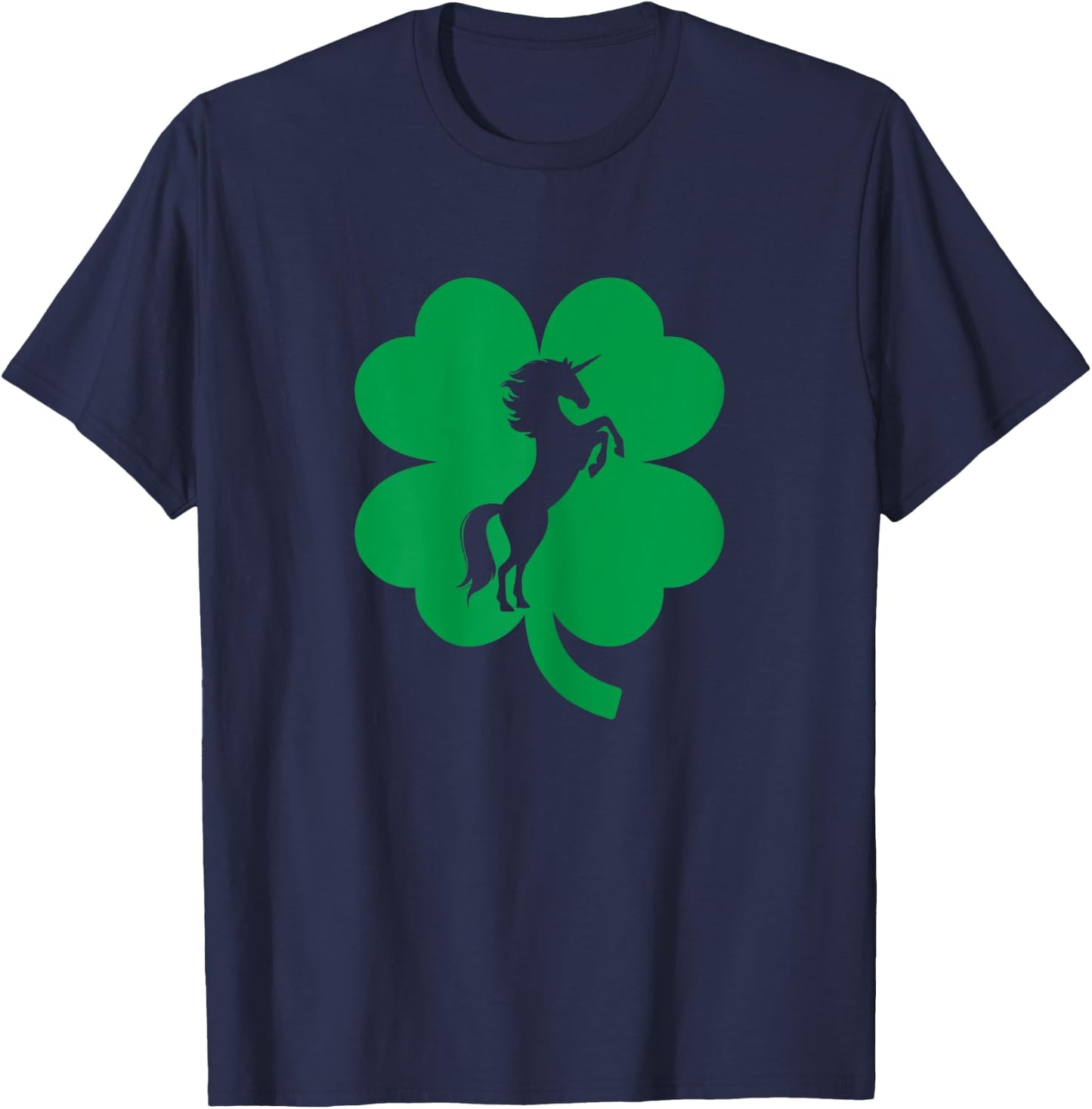 Unicorn Shamrock Four Leaf Clover St Patricks Day T-Shirt - T-Shirt | Navy