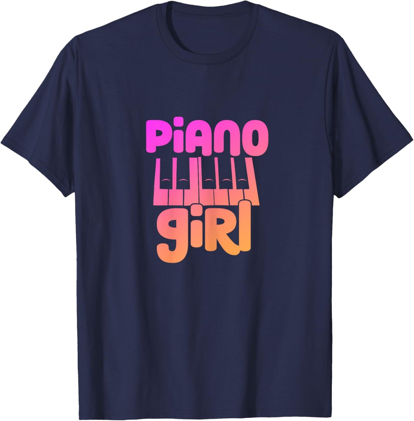 Piano Girl Pianist Piano Player Music Keyboard T-Shirt - T-Shirt | Navy