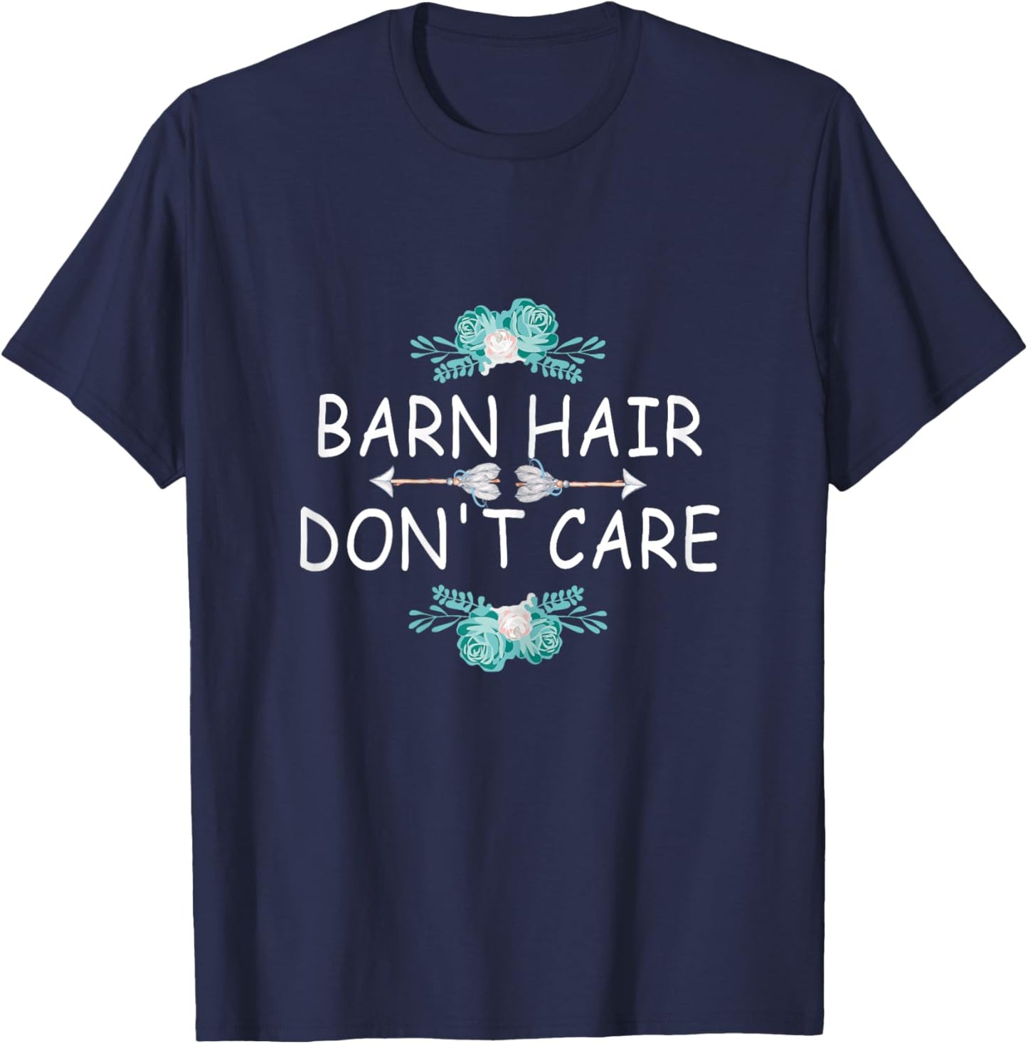 Cowgirl Outfit Teens Girls Horse Riding Barn Hair Don't Care T-Shirt - T-Shirt | Navy
