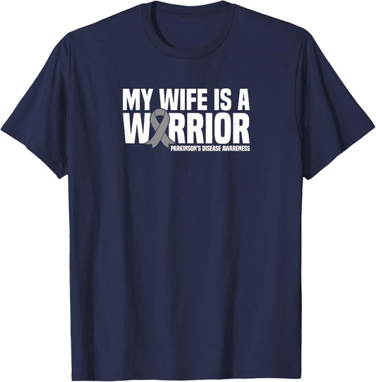My Wife is a Warrior Parkinson's Disease Awareness T-Shirt - T-Shirt | Navy