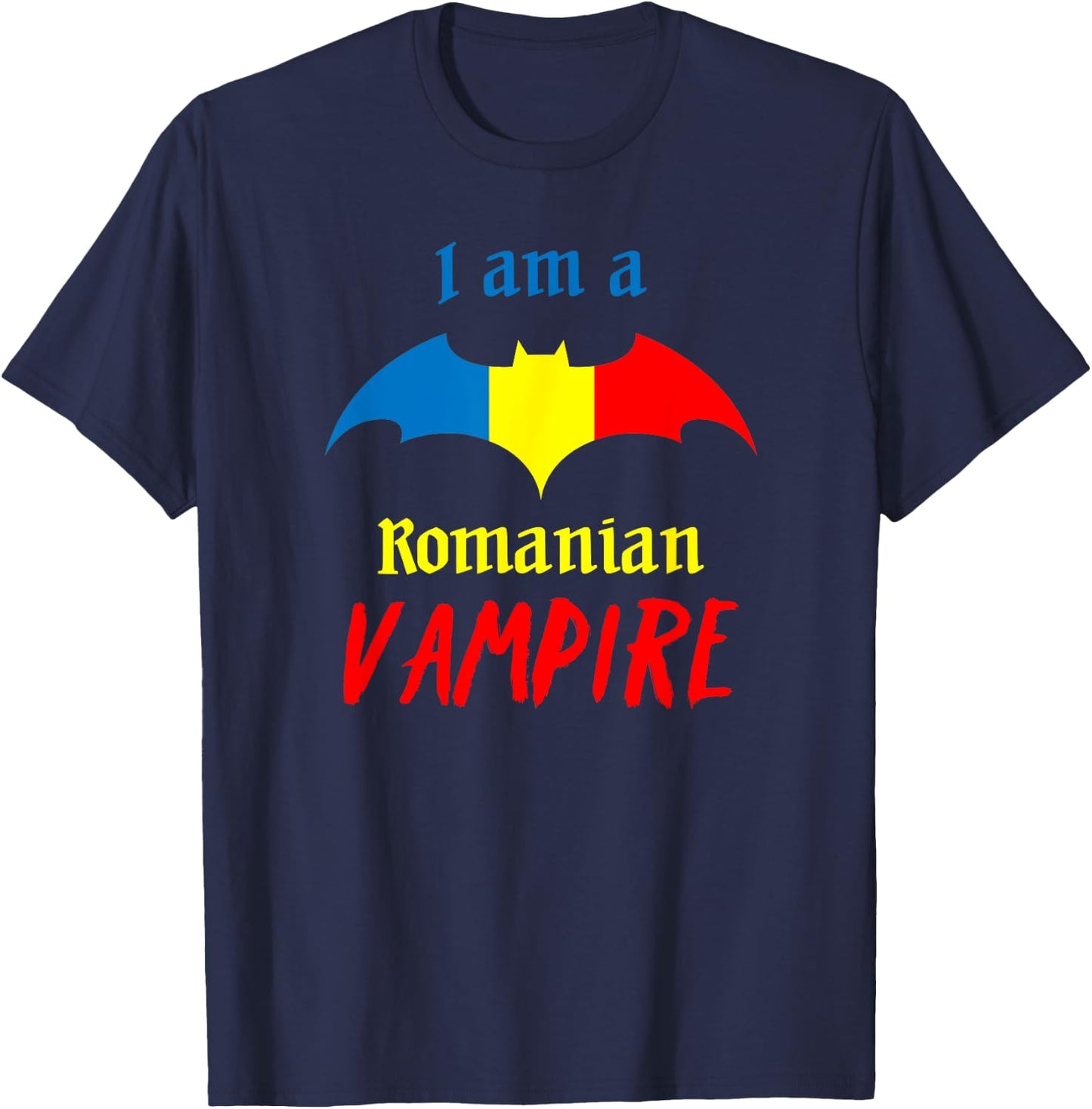 Patriotic Romanian Vampire Halloween Romania Flag T-Shirt - T-Shirt | Navy